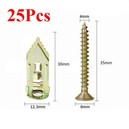 25Pcs Self Drilling Anchors Screws Self-Tapping Expansion Screw Drywall Anchor Kits Suitable for Gypsum Board Plasterboard