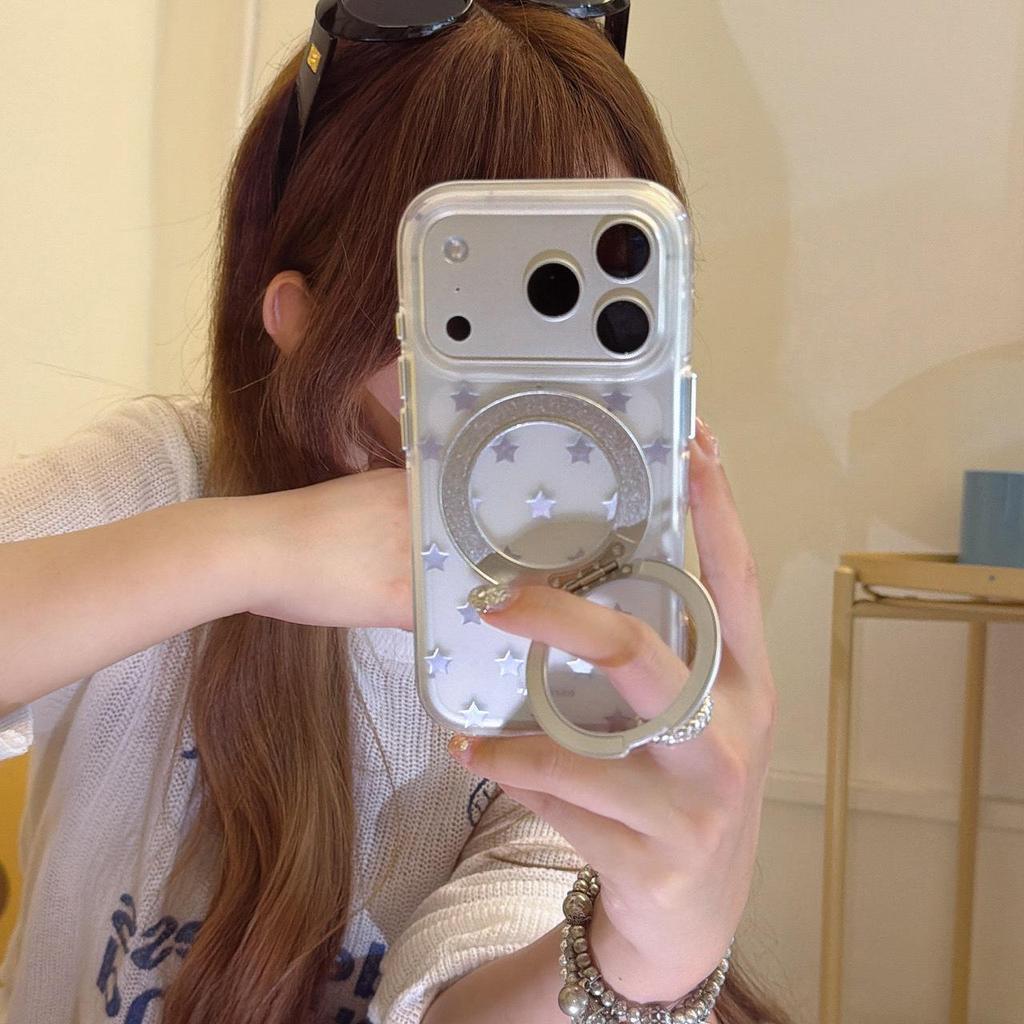 Gold & Silver Star 360° Rotating Phone Case Holder for iPhone 16/15p/17 Pro Max