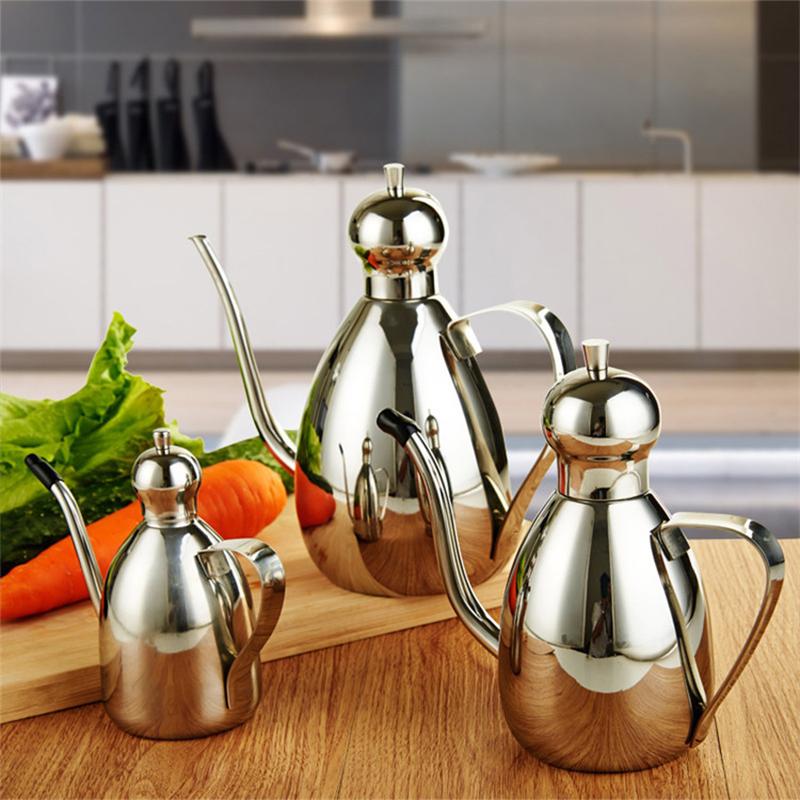 304 Stainless Steel Oil Can Drum Type Leakproof Seasoning Container with Cap Kitchen Storage Pot for Soy Sauce Cooking Tool