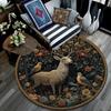 Deer in the Garden Round Area Rug,Carpet Rug for Living Room Bedroom Sofa Playroom Decor,Non-slip Floor Mat