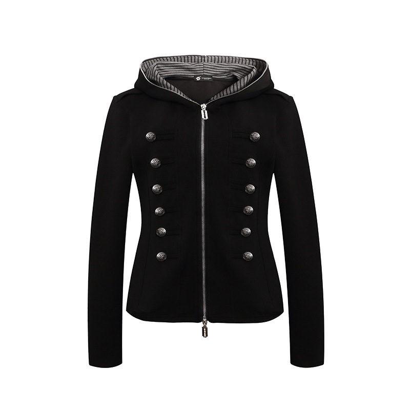 Vintage Striped Hooded Sweatshirt Slim Fit Zip Up Cardigan Streetwear Women