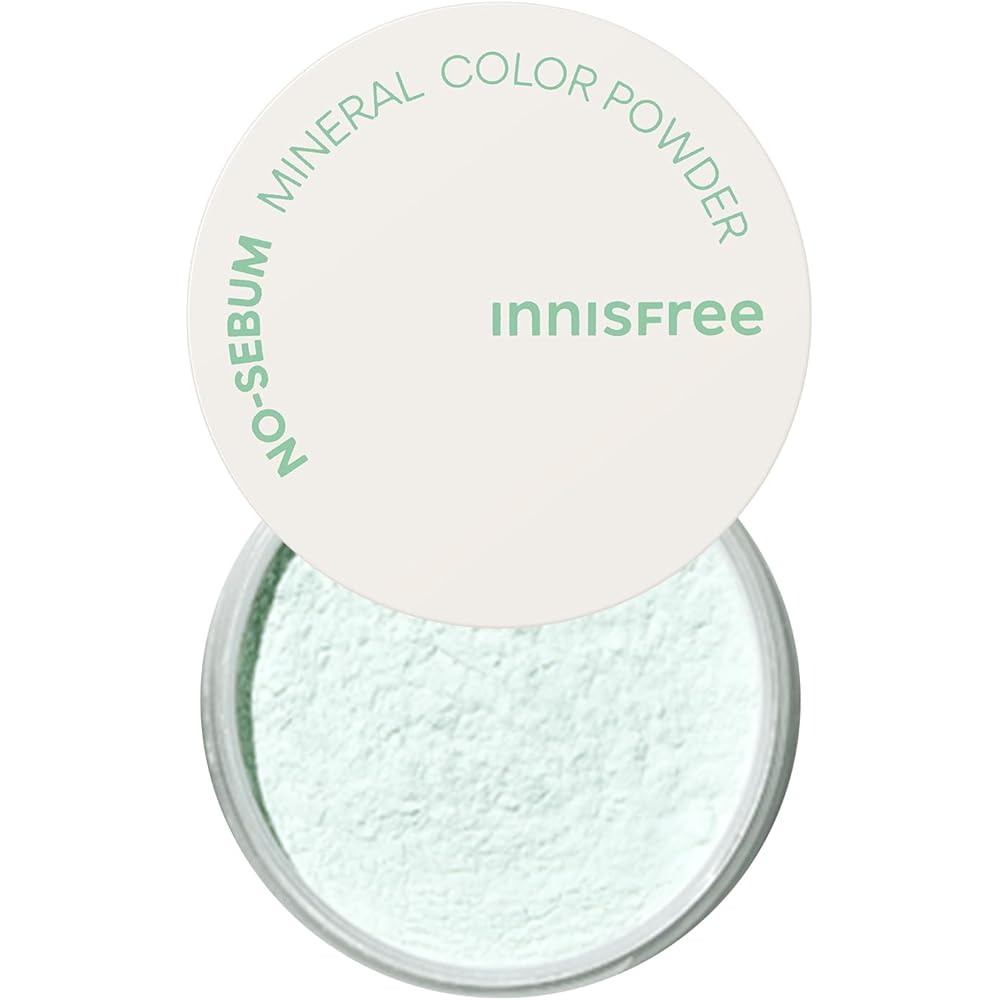 Innisfree No Sebum Mineral Color Powder Green 5g Control Color Loose Powder for Oily Skin Makeup Setting