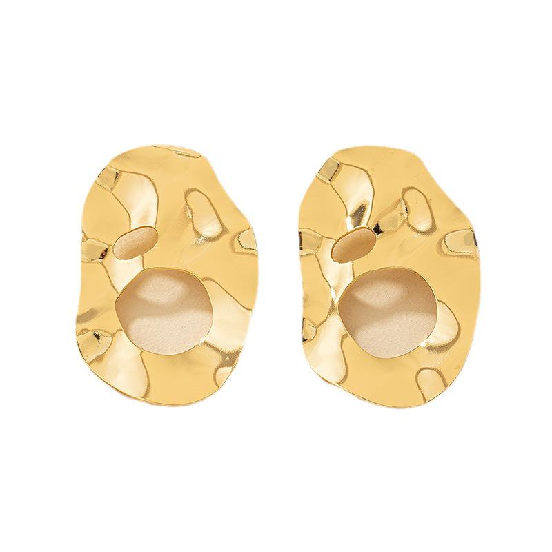 Korean Style Retro Round Stud Earrings - Irregular Design for Women