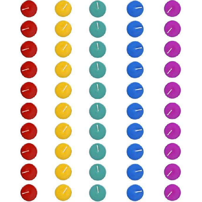 50pcs Unscented Assorted Colors Tealights Candle - 4+ Hour Burn Time - Clean-Burning Palm Votive Smokeless Tealights Candles for Home, Shabbat & 50pcs