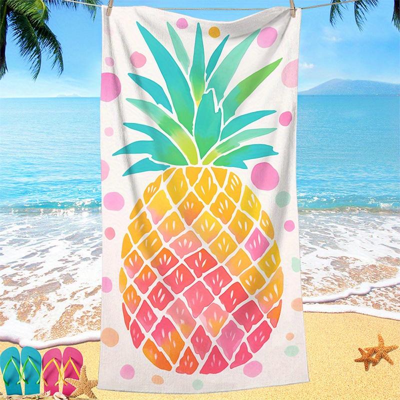 

Beach Towel Pineapple And Colorful Dots Pattern Sun Protection And Windproof Suitable For Swimming Pool Camping Travel Blanket W40*H60(CM)