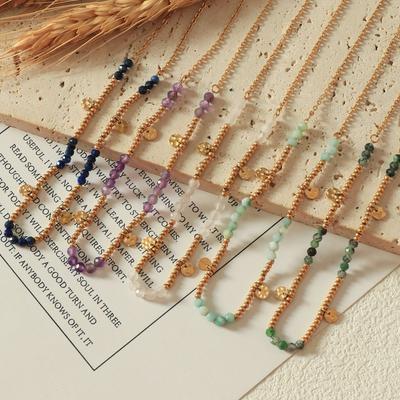 Natural Stone Beaded Necklace, Retro High-end Versatile Niche Collarbone Chain