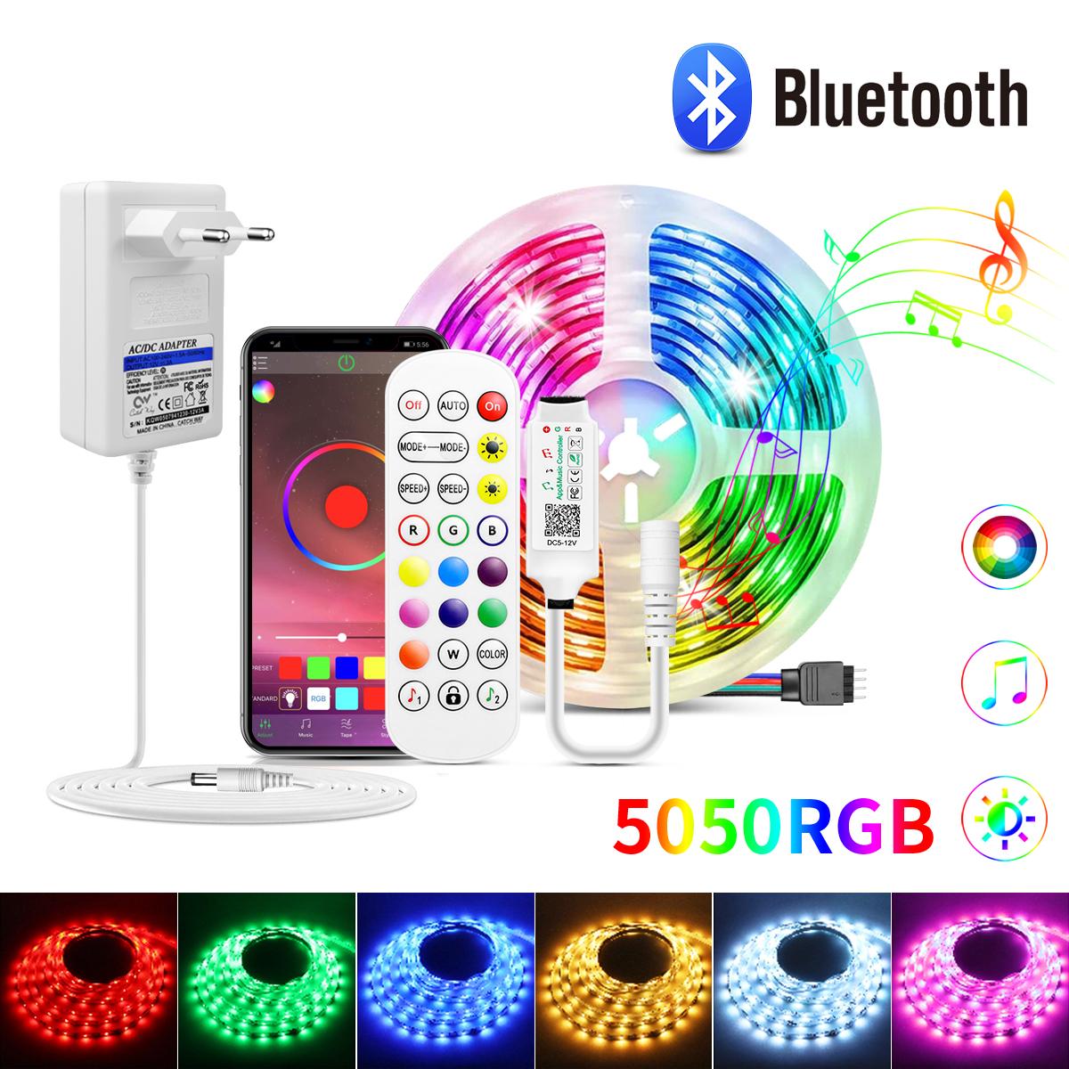 

MALITAI 50FT Bluetooth светодиодные ленты Music Sync 5050 RGB SMD Красочные светодиодные ленты с пультом дистанционного управления телефоном DIY светодиодные фонари для комнаты, кухни, ТВ-вечеринки 10M-EU Plug