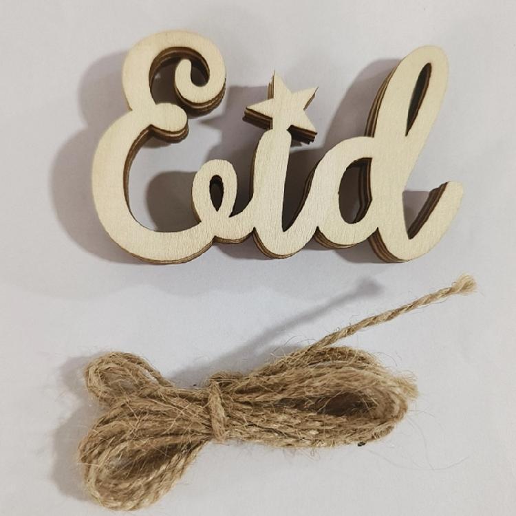 10pcs Eid Pendants Unfinished Wood Moon Star Muslim Holiday Party Decoration