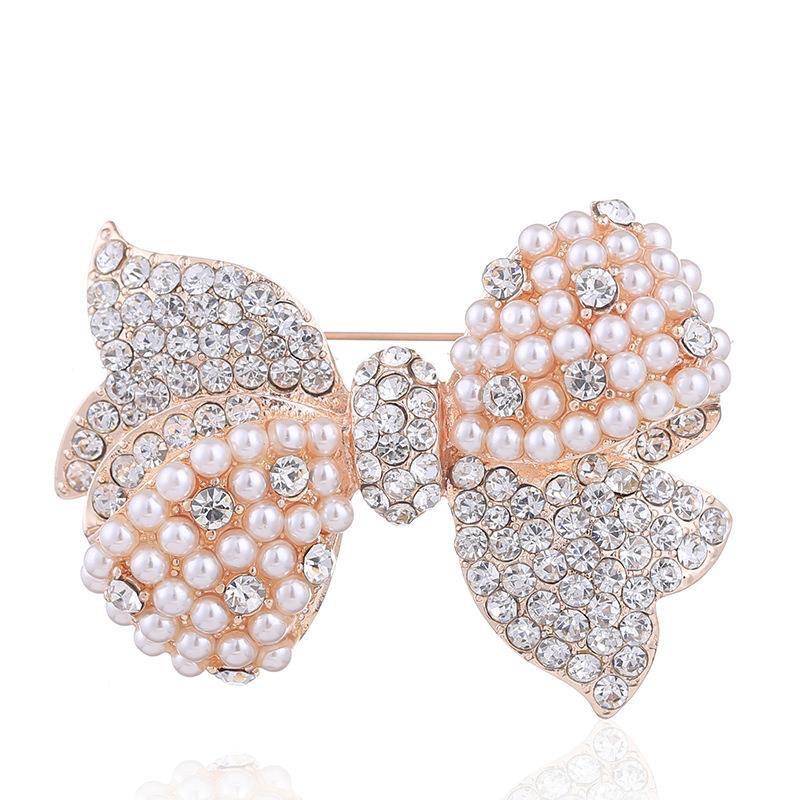 Bow Brooch Women'S Pearl Temperament Brooch Suit Anti-Light Pin Silk Scarf Buckle Pin With Jewelry