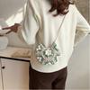 Fashion Handmade Crochet Crossbody Bag Flower Pattern Fabric Yarn Shoulder Bag Knitted Small Change Purse