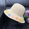 Summer Fresh Embroidery Handmade Crochet Straw Hat Women's Foldable Sun Hat Travel Sunshade Sunscreen Small Pot Hat