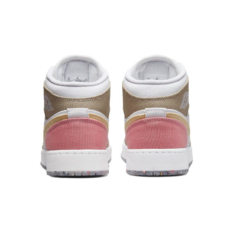 Air Jordan 1 Mid SE GS Pastel Grind Kids Sneakers White Vivid-Green DJ0338-100