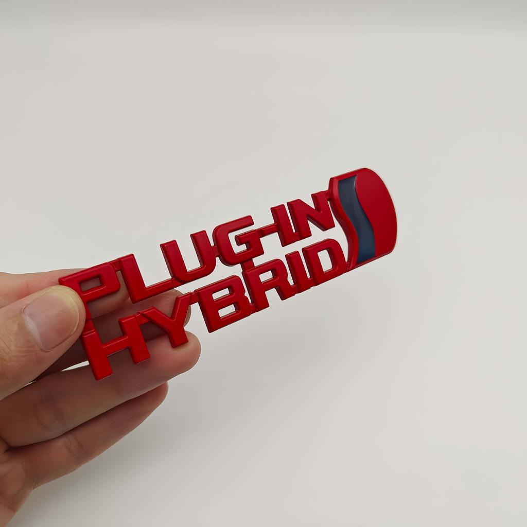 1ks 3D kovová nálepkaPLUGIN HYBRID, znak na bok blatníku, zadní kufr pro všechna auta
