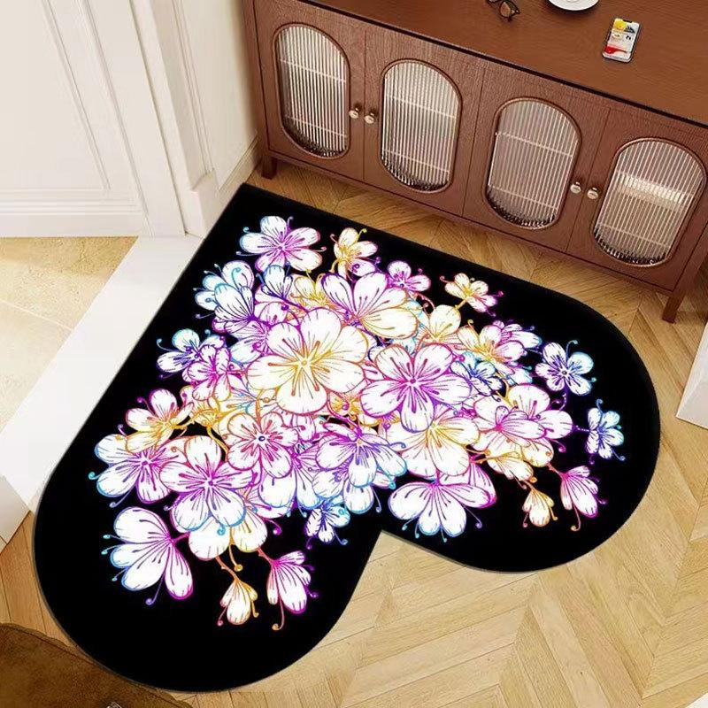 Love Shaped Entrance Door Mat Household Bathroom Entrance Non Slip Mat Decorative Floor Mat