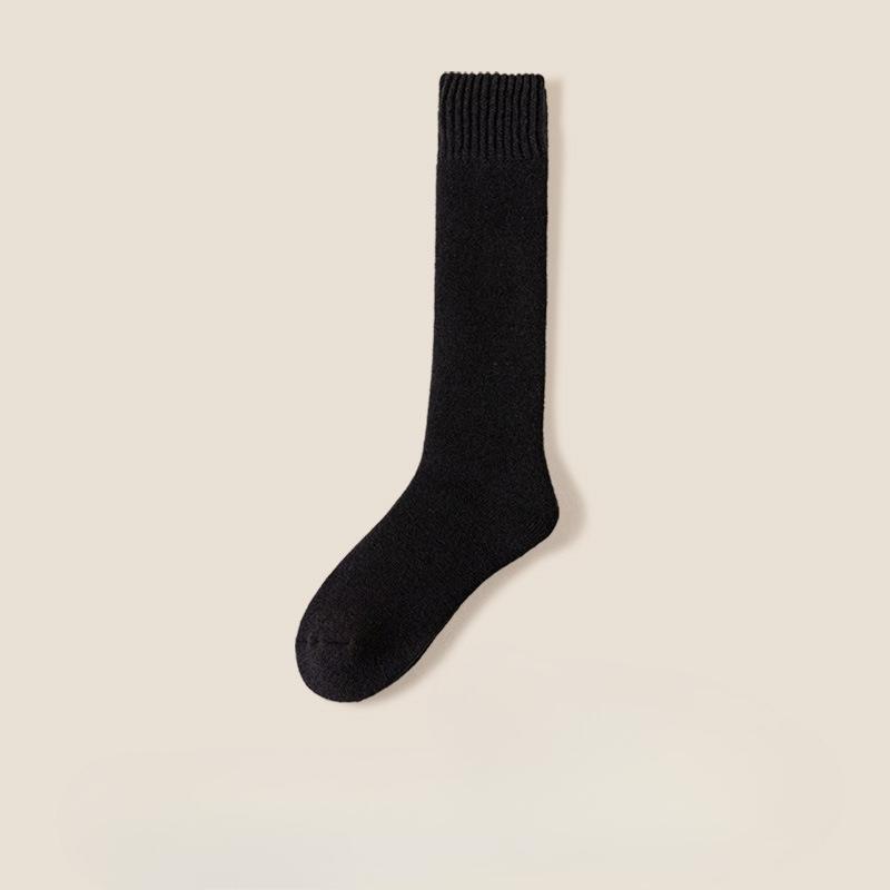 Chaussettes hautes en cachemire pour femmes, Chaussettes longues en laine d'automne et d'hiver, Épaissies avec du cachemire, Chaussettes de nuit confortables et chaudes