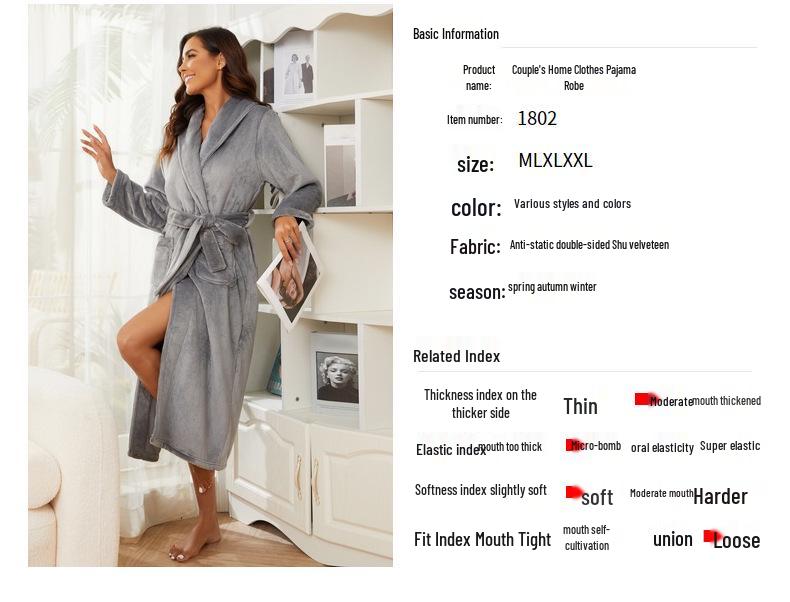 Übergröße Flanell Revers Pyjama Morgenmantel Set für Paare - Warme Herbst/Winter Europäische Amerikanische Hauskleidung