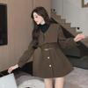 2024 Early Spring Women's Navy Collar Slim-Fit Mid-Length Coat
