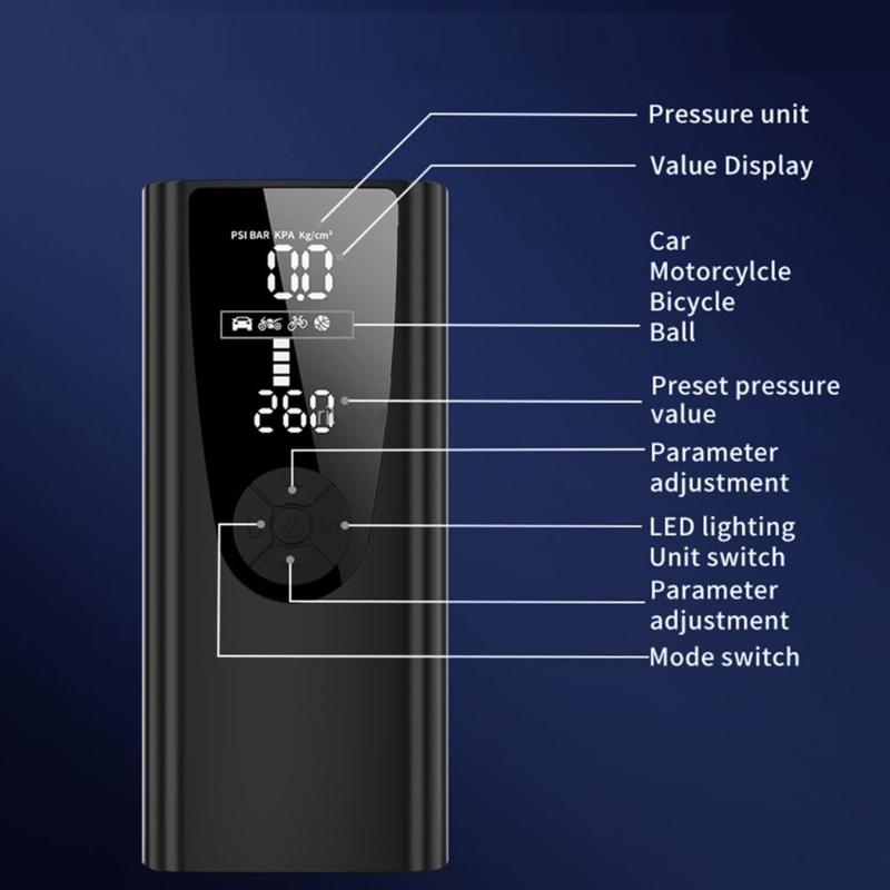 High Efficiency Vehicle Starting Device Digital Tire Inflator Electric Air Compressor Pump for Accurate Pressure Control