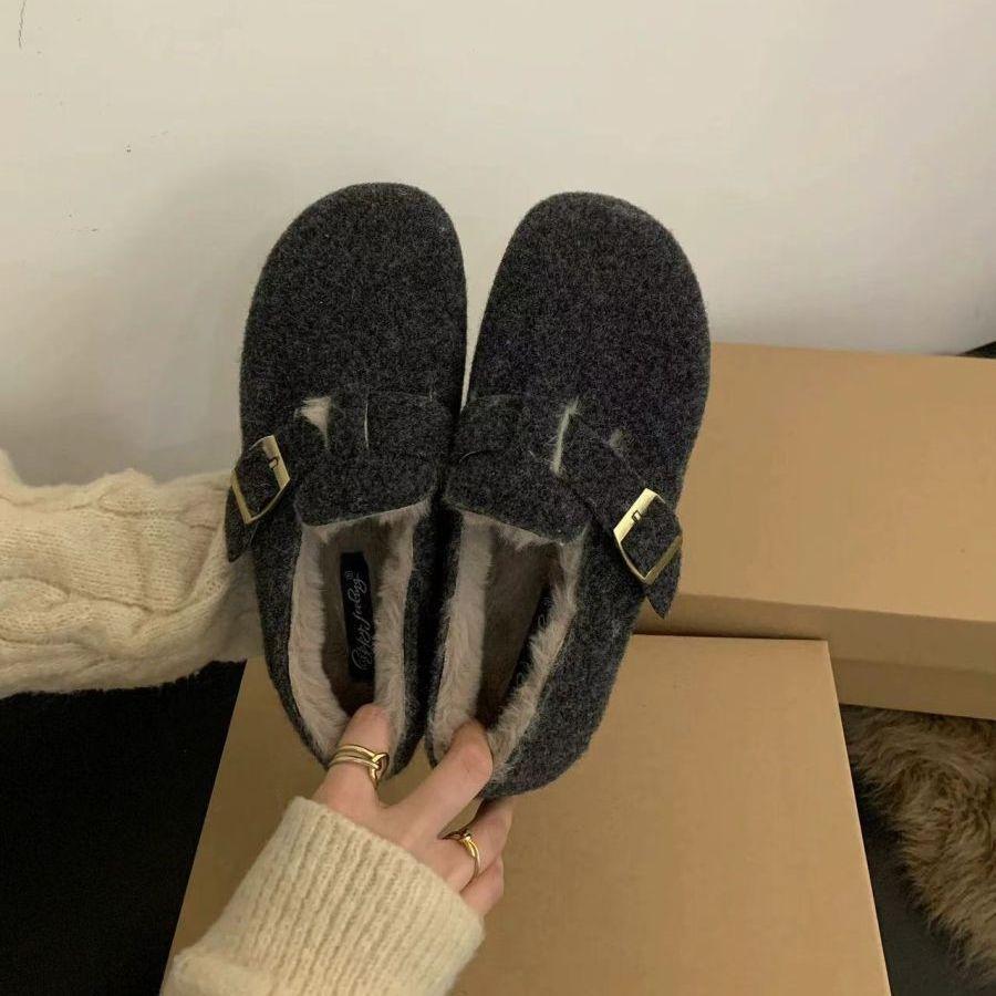 

Жіночі утеплені та потовщені теплі та не втомлюючі ноги товсті підошви збільшені зручні водонепроникні нековзні повсякденні спортивні бавовняні туфлі 35 чорний колір сірий