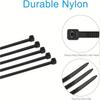 200pcs Heavy Duty Cable Zip Ties Tensile Strength Self-Locking Black Nylon Tie WrapsHighstrength Material, Reusable Cable Ties