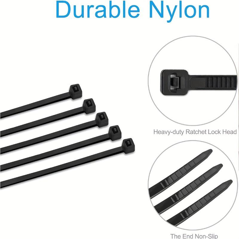 200pcs Heavy Duty Cable Zip Ties Tensile Strength Self-Locking Black Nylon Tie WrapsHighstrength Material, Reusable Cable Ties
