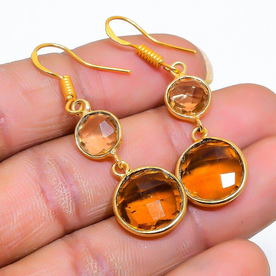 

Citrine Gemstone Handmade 925 Sterling Silver Jewelry Earring 1.77 GK-5207