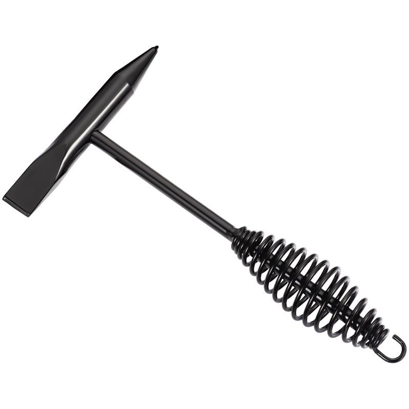 500g Black Stainless Steel Double-Head Slag Hammer with Spring Handle