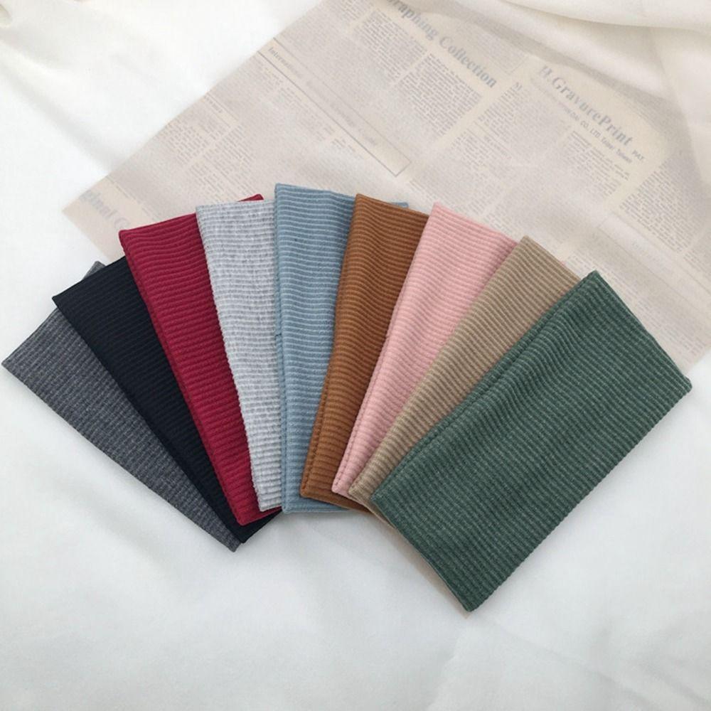 Hair Bands Running Solid Color Wide Hair Hoop Sports Korean Style Headwear Female Hairbands Elastic Hair Bands Knitted Headband