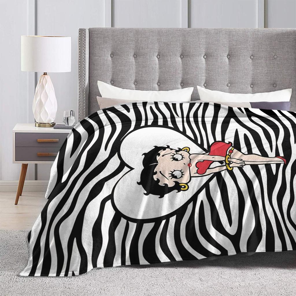 B-Bettys Boops Blanket  Super Warm Pattern Plush Throw Blanket For Boy Girl Bedroom Flannel Bedspread Bed Cover