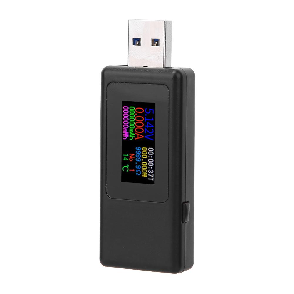 

USB Тестер Зарядного Пристрою 4-значна Точність Струм Напруга Лічильник Часу Роботи Акумулятора БілийЧорнийЧорний