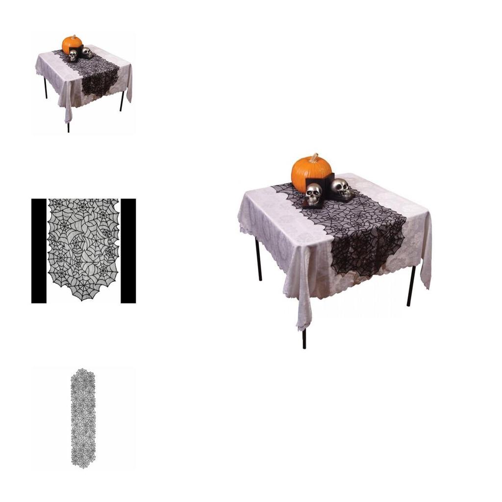 Halloween Spider Round Web Tablecloth Topper Premium Quality Classic Party Decor