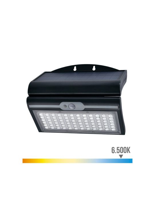 Applique Solaire 6W 430Lm 6 500K Avec Capteur Couleur Noire Edm