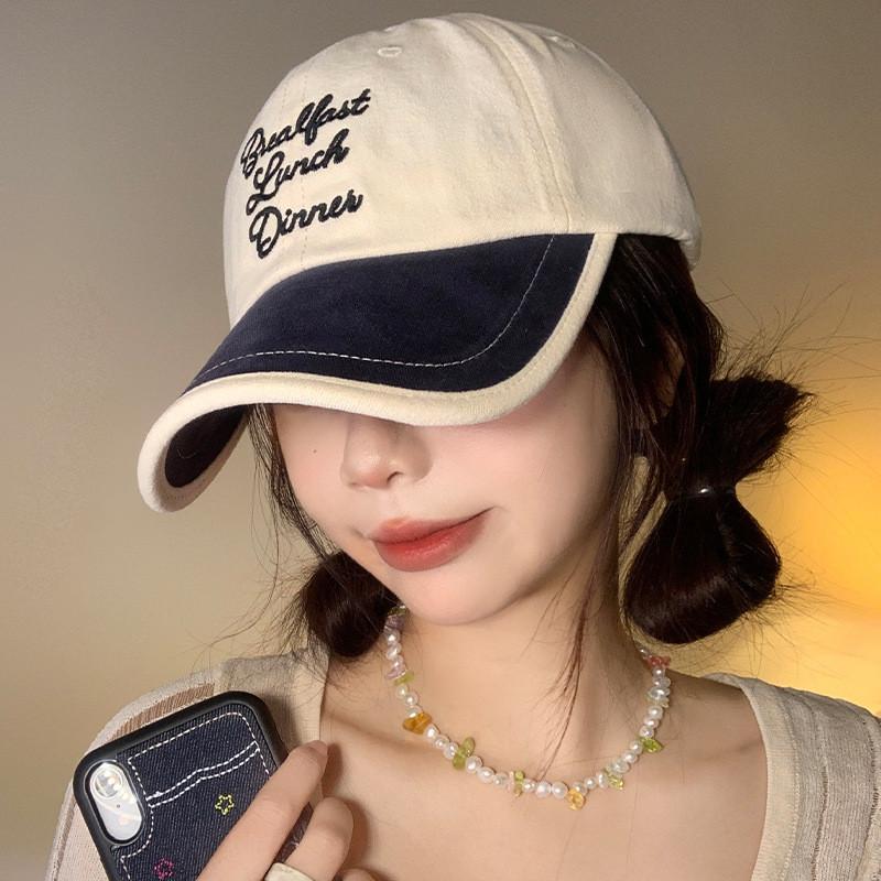 Stylish Colorful Embroidered Korean Baseball Cap For Women With Wide Brim And Adjustable Size