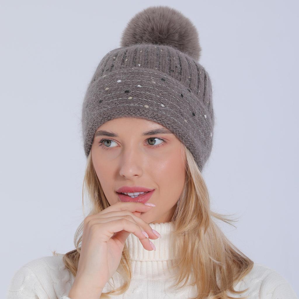 New Autumn and Winter Velvet Thickened Knitted Hat Soft Imitation Rabbit Fur Fashionable Warm and Cold Proof Beret