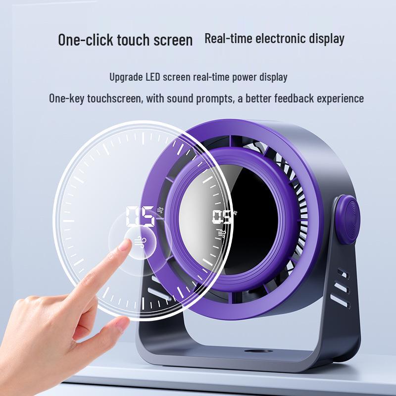 USB Rechargeable Bladeless Desktop Fan with High-Speed Turbine & Digital Display