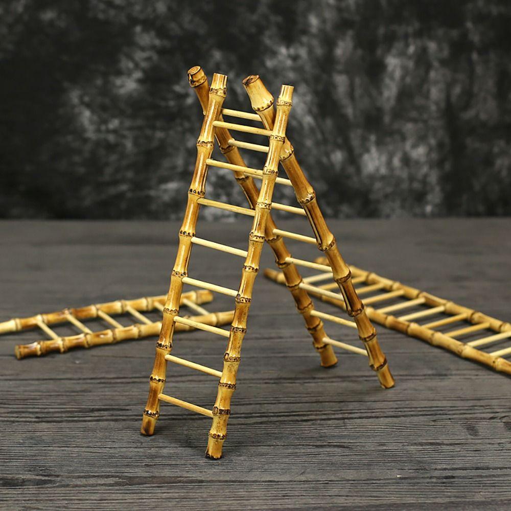 Multi-purpose Bamboo Ladder Cup Holder Yellow Tea Accessories  Desktop Ornament