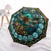 Dragonfly Kingdom Glass pattern umbrella, portable and foldable design, 8 ribs, a casual accessory for Halloween, Christmas, and birthday gifts.