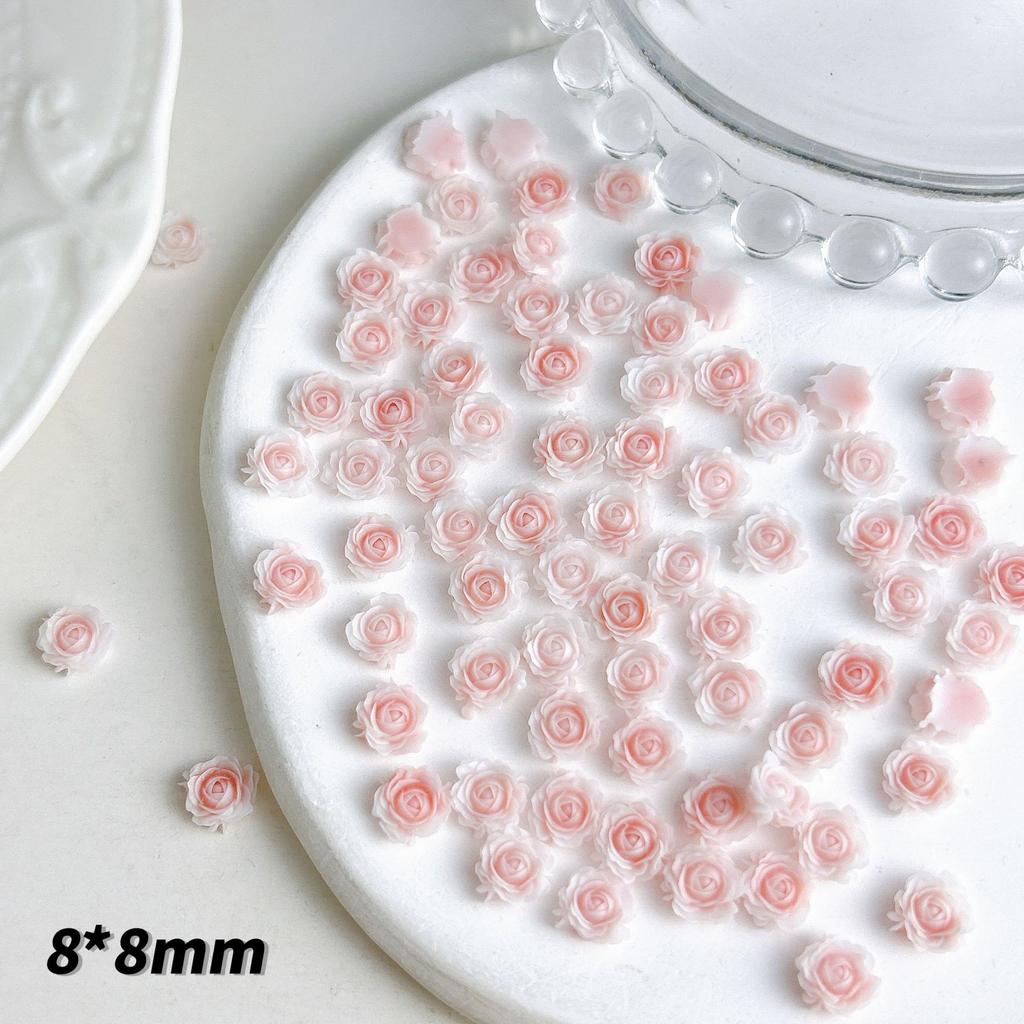 Hot Selling New Dry Rose Nail Art Accessories Gradient Dye Nail Decorations Resin Carved Camellia Accessories