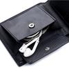 Genuine leather men's short wallet, new soft cowhide three-fold wallet, men's RFID multi-functional retro wallet