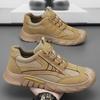 Fashion Mens Khaki Shoes Breathable Low Top Work Shoes Outdoor Fashionable Wear-Resistant Labor Protection Shoes Sports Hiking Shoe