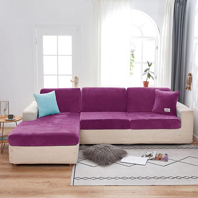 Velvet Fabric Sofa Pillow Slip For Family Room Unicolor Snuggly Couch Flexible Cover Flexible Spandex Flexible Cover Couch Flexible Cover Elastic