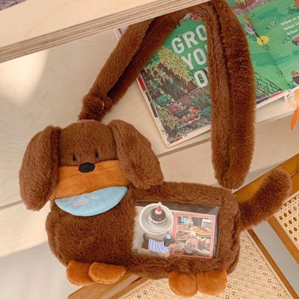 Damen Y2K Dackel Hund Umhängetasche Brauner Welpe Crossbody Tasche Japanischer Stil Große Kapazität Cartoon Ita Tasche Damen