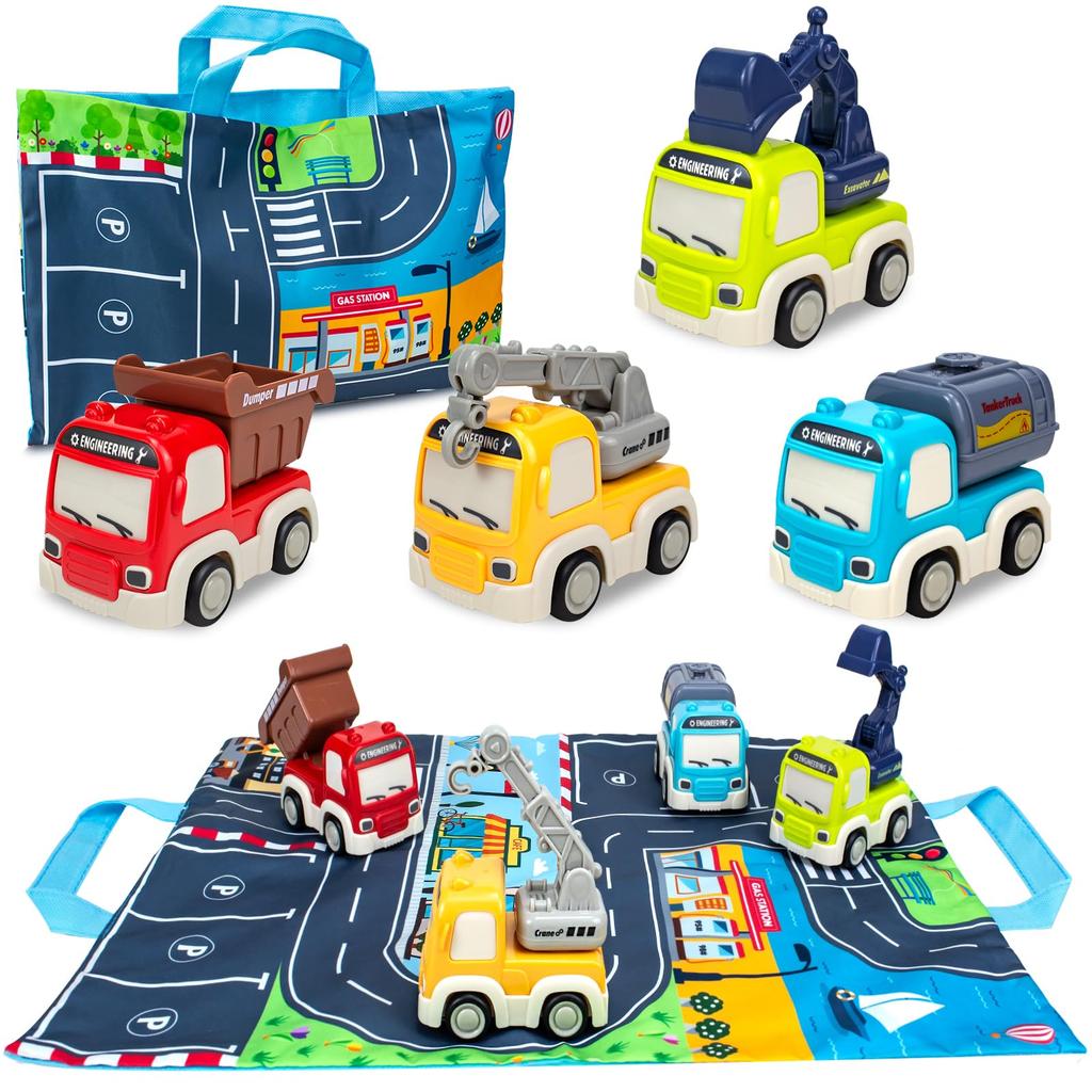 Construction Vehicle Toy Car Excavator Mini Car Working Vehicle Work Vehicle 4 Units Construction Site Play Mat Included Day Birthday Christmas Gift