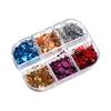 6 Grids/Box Manicure Foil Decal Creative Adorable Shiny Texture Nail Ornament Stickers Particles Foil for Personal Use