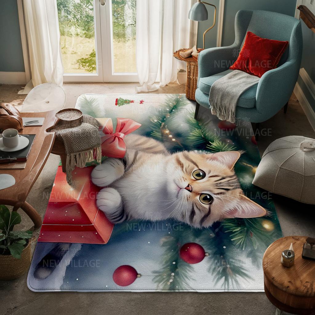House Entrance Carpet Home Door Mat Living Room Bath Foot Bathroom Non-slip Water Absorption Rugs Bath Merry Christmas Winter
