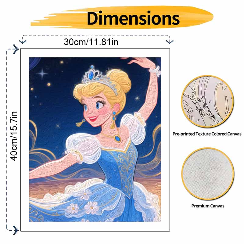 Disney digital oil painting art kit princess blue gown handmade diy home decorations