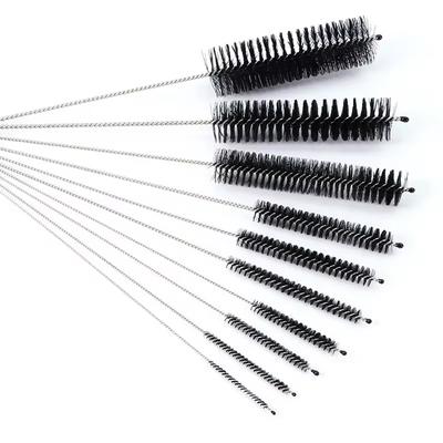 10Pcs Stainless Steel Soft Hair Brush Pipette Bottle Brush Bicycle Chain Cleaning Brushes Carburetor Carbon Dirt Remove Brushes
