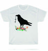 Crow Sits On Flower Blackbird With Key Raven Lover T-Shirt Unisex Funny Tee Gift