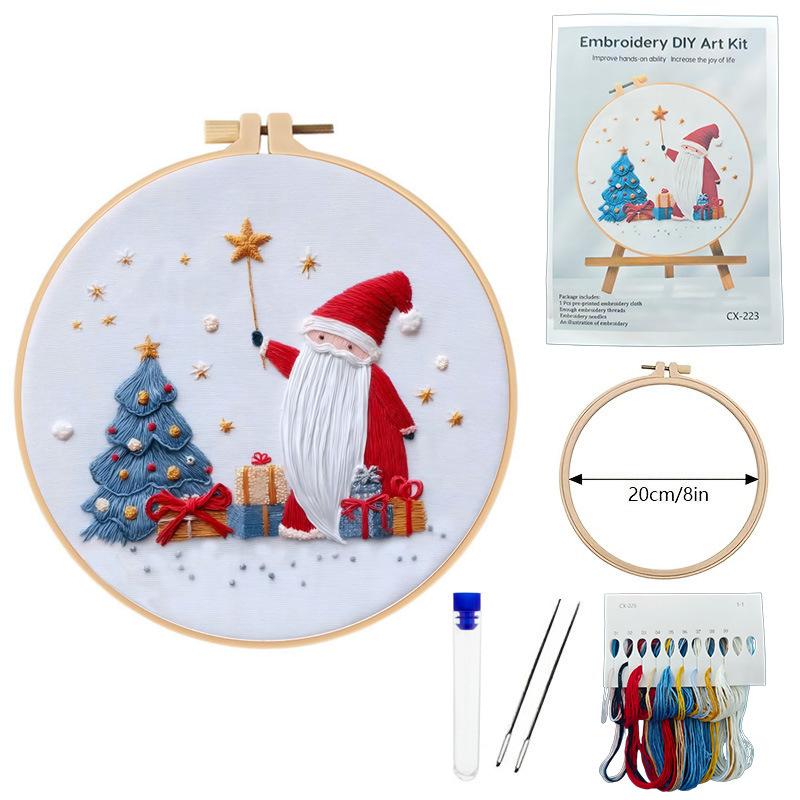 1set Christmas Embroidery KIT Santa Claus Gift Embroidery Material English Needle Method DIY Embroidery Handmade Fabric Material Package Kit