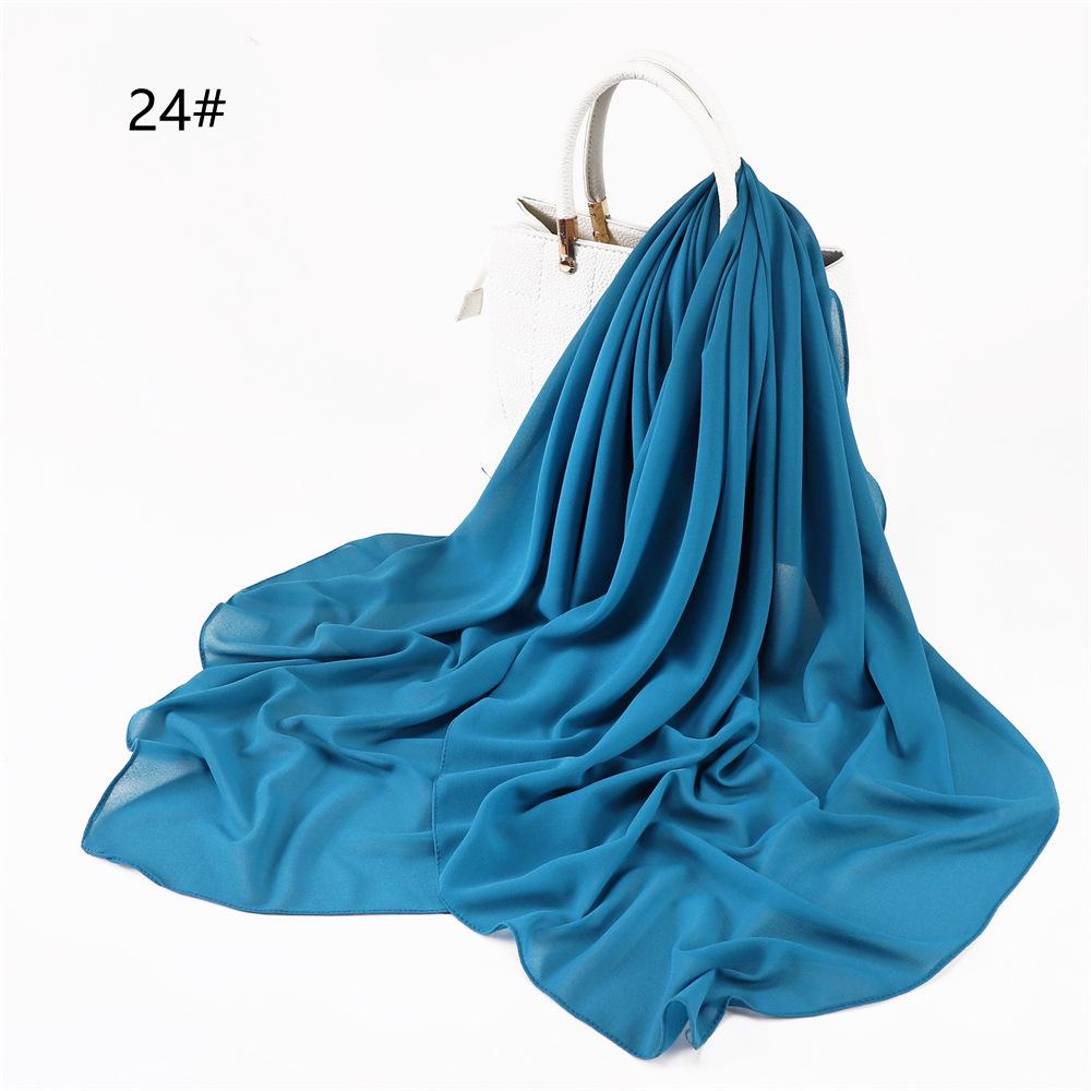 110*110CM Square Pearl Chiffon Hijabs Scarf Plain Solid Color Headwraps Muslim Women's Khimar Headscarf 45 Colors